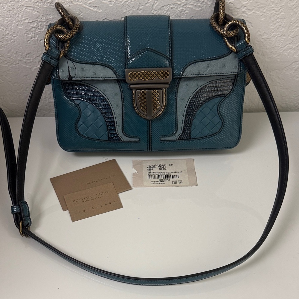 Bottega Veneta Teal and Black Crossbody Bag limited edition 😍😍😍